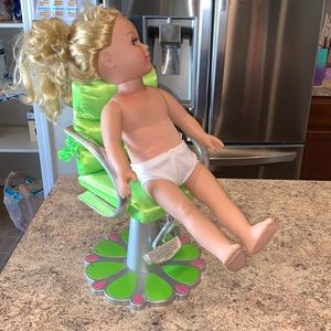 My Life Doll & green salon chair